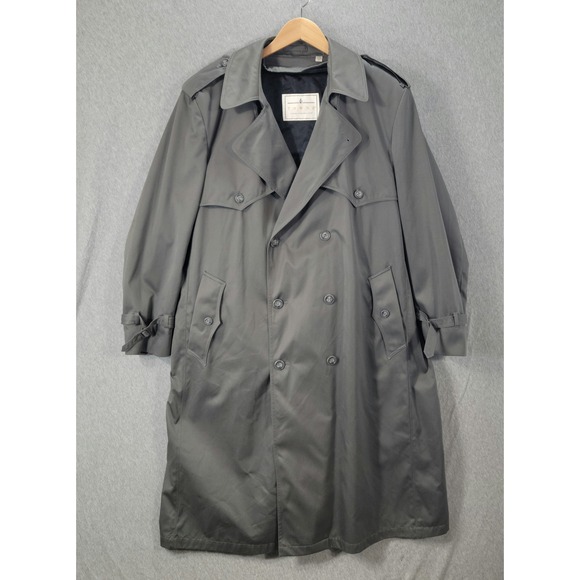 Towne by London Fog Other - Vintage Towne London Fog Trench Coat Men 44 Gray Double Breasted Dark Academia